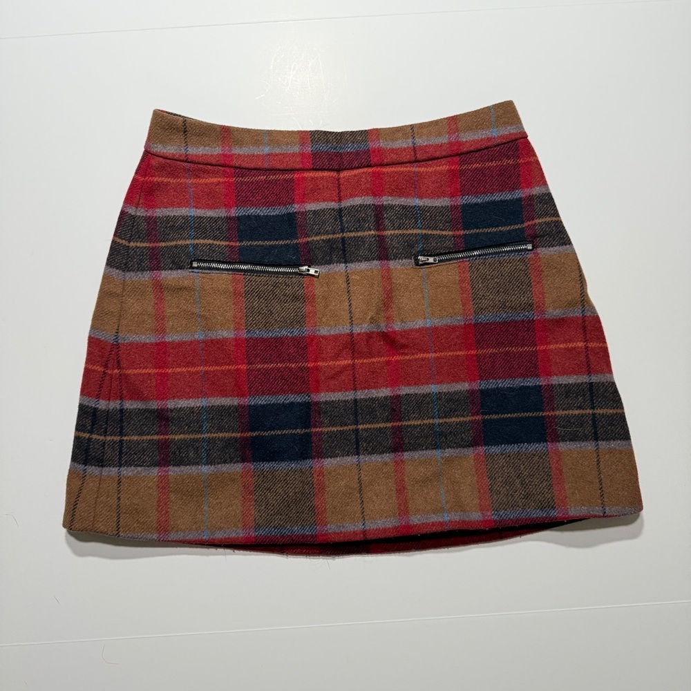 Harlowe & Graham Women’s Wool Plaid Skirt with Back Zipper, Size M